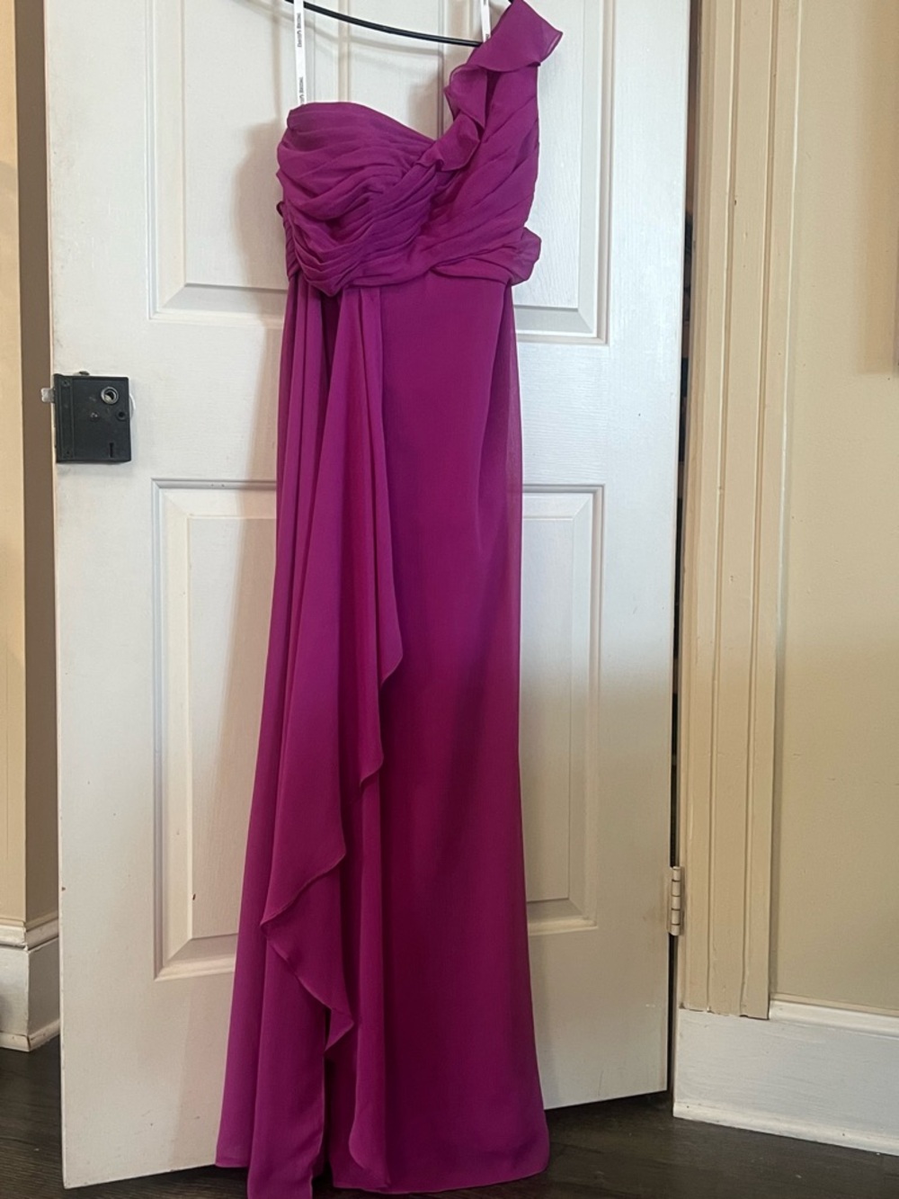 Bridesmaid One-Shoulder Fuchsia maxi dress Evening Gown/ party gown